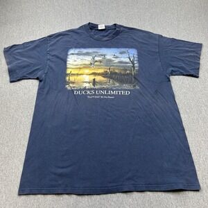 Marathon Apparel Ducks Unlimited Days End‎ Jim Hansel Blue Shirt Mens XL USA